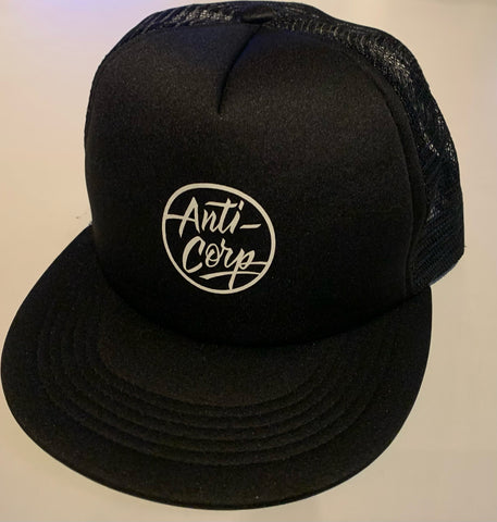 HAT: Anti-Corp Logo - Flat Billed Trucker Cap